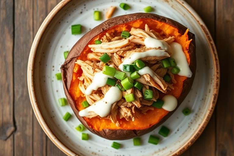 Loaded Sweet Potato with Chicken