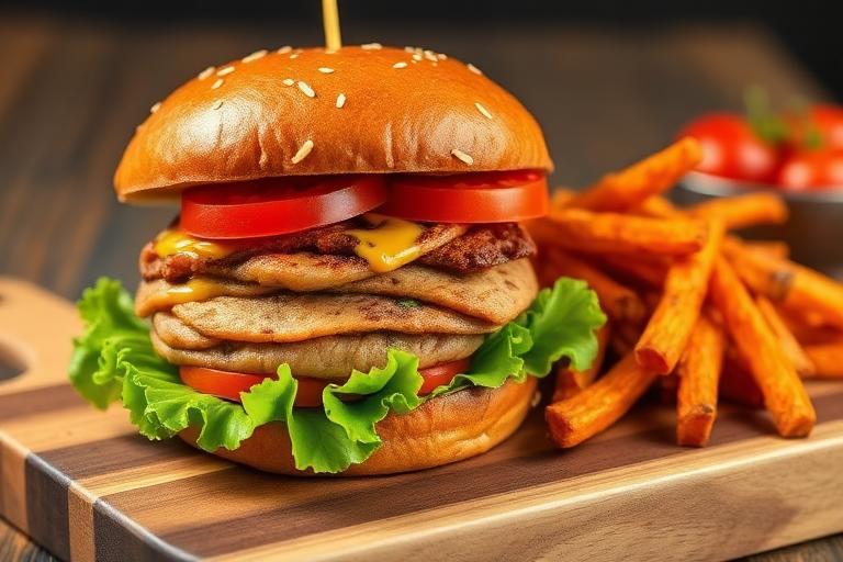 Turkey Burger with Sweet Potato Fries