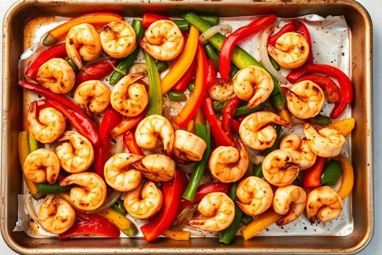 Sheet Pan Shrimp Fajitas