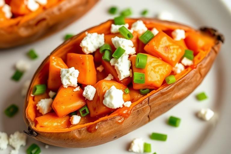 Buffalo Chicken Stuffed Sweet Potato